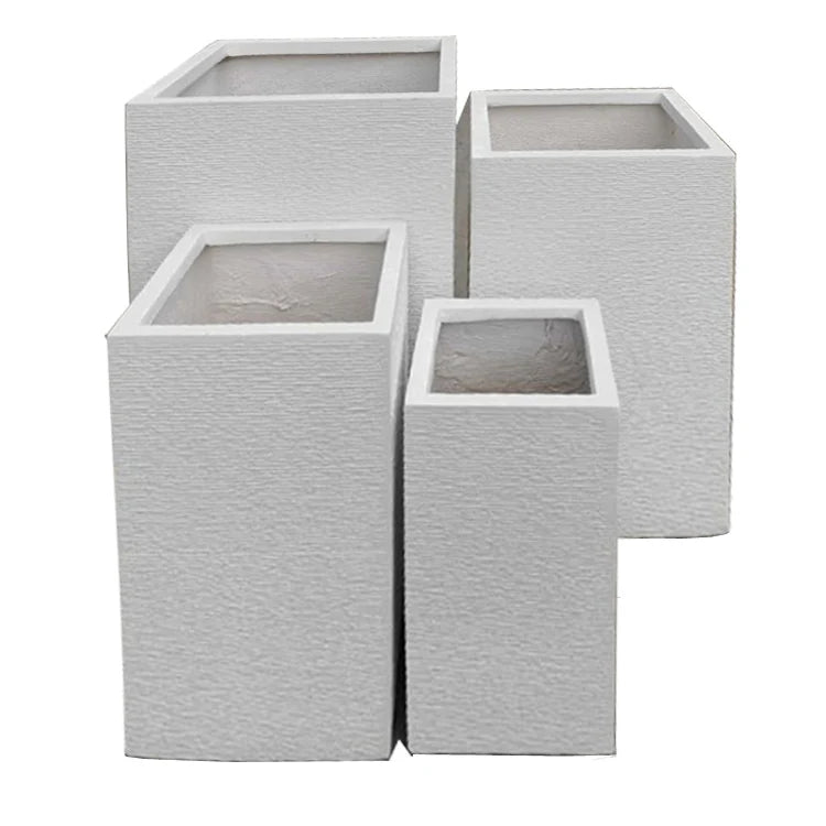 White Square Flower Pots / Planters (Fiberclay)
